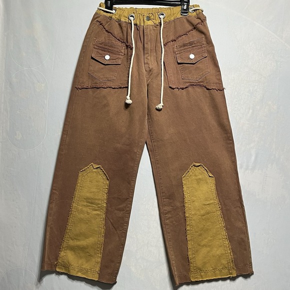 POL Pants - POL Women's Pants Sz S Rust/ Gold Patches Grommet Detail Boho Unique Baggy